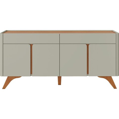 Buffet Aros 4 Portas Pés Madeira Maciça - Mv - Rei de Casa Off White/Naturalle
