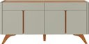 Ver imagem 1 de Buffet Aros 4 Portas Pés Madeira Maciça - Mv - Rei de Casa Off White/Naturalle