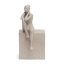 Ver imagem 1 de Escultura Decorativa Pessoa Mulher Sentada na Pedra Mart:cinza