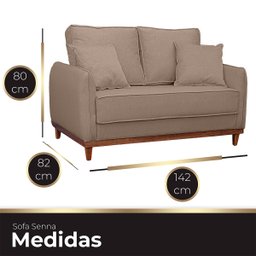 Kit Poltrona e Sofa Sena 2 Lugar Base de Madeira para Sala Hotel Linho Marrom Ateliê do Conforto Kit - 8