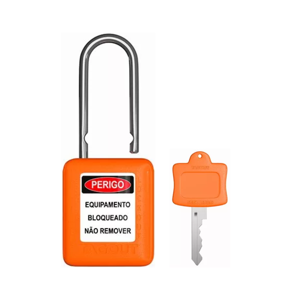 Cadeado de Bloqueio Haste Metálica 6,3mm Ch38 Laranja Tagout