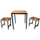 Ver imagem 1 de Conjunto de Jantar - Uma Mesa e Dois Bancos Quadrados Linha Industrial Pés Tradicionais - Preto e Ca