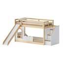 Ver imagem 2 de Beliche Montessoriana com Escada Lateral, LED e Escorregador New Garden Casatema MadeiraOriginals Marrom/Branco