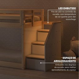 Beliche Montessoriana com Escada Lateral, Led e escorregador New Garden Casatema - 10
