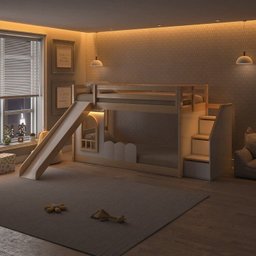 Beliche Montessoriana com Escada Lateral, Led e escorregador New Garden Casatema - 2