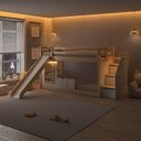 Ver imagem 2 de Beliche Montessoriana com Escada Lateral, Led e escorregador New Garden Casatema MadeiraOriginals