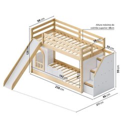 Beliche Montessoriana com Escada Lateral, Led e escorregador New Garden Casatema - 4