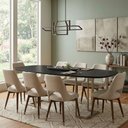 Ver imagem 2 de Mesa de Jantar 8 Lugares Retangular Orgânico com Vidro 200cm Pés Industrial Alina N01 Preto Champanh