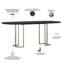 Ver imagem 3 de Mesa de Jantar 8 Lugares Retangular Orgânico com Vidro 200cm Pés Industrial Alina N01 Preto Champanh