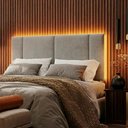 Ver imagem 4 de Cabeceira Casal Estofada com Led - Suede Cinza