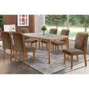 Ver imagem 1 de Conjunto: Mesa de Cozinha Londrina Tampo Madeirado C/ Vidro 180x90cm e 6 Cadeiras Melissa Imbuia/