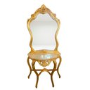 Ver imagem 1 de Aparador Clássico Dourado com Espelho 210x107x45cm Penteadeira para Quarto