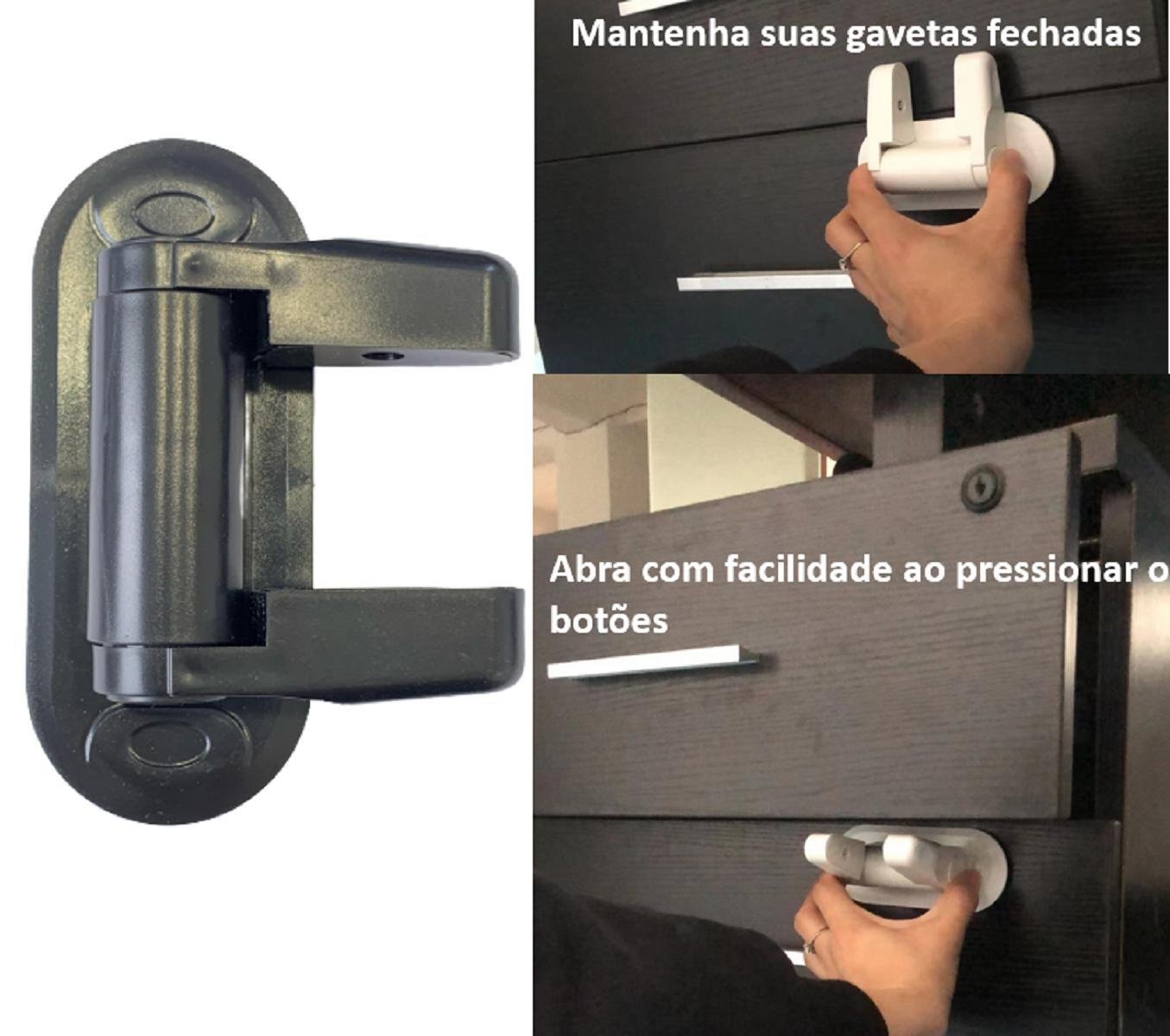 Trava de Segurança Porta Gavetas - Preto | MadeiraMadeira