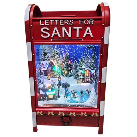 Caixa de Correio Natal Natalino Papai Noel Som Luz Movimento Arvore Neve Vila Cenario Decoraçao Fest