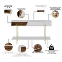 Ver imagem 7 de Kit Aparador 135cm e Cristaleira 2 Portas Pés Industrial Dourado Mosele C04 Off White Matte Freijó