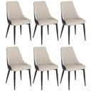 Ver imagem 1 de Kit 6 Cadeiras de Jantar Estofada Torino Design Italiano Costuras Geométricas Base em Metal - Bege-