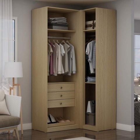 Conjunto de Closet Modulado de Canto com 3 Gavetas Infinity Genialflex