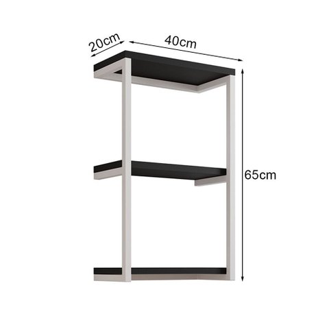 Nicho de Parede Industrial 3 Prateleiras Milão - Branco e Preto