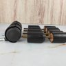 Kit 8 Pés de Cama Madeira Fixo e 3 Rodizios 6cm para Cama Box Casal Preto - 3