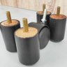 Kit 8 Pés de Cama Madeira Fixo e 3 Rodizios 6cm para Cama Box Casal Preto - 5