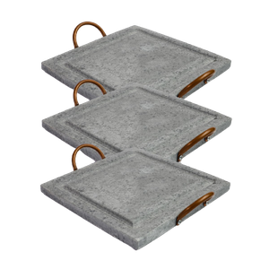 Kit 3 Grelha Para Carnes Servir Porção Pedra Sabão P 20x20cm
