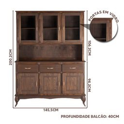 Armário De Cozinha Rústico Madeira Maciça Portas Em Vidro Imbuia Shop JM - 4 Armário De Cozinha Rústico Madeira Maciça Portas Em Vidro Imbuia Shop JM - 4
