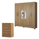 Ver imagem 1 de Cômoda Astral e Guarda Roupa Casal Prático Amêndola Touch com Espelho - Demóbile