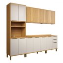 Ver imagem 1 de Armário de Cozinha com Balcão e Tampo 13 Portas 3 Gavetas Nice Fresado 100% Mdf Amêndoa/off White -