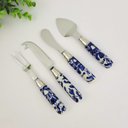 Ver imagem 2 de Faca Para Queijo Azul E Branco 18cm Kit 4pc Porcelana