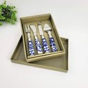 Ver imagem 4 de Faca Para Queijo Azul E Branco 18cm Kit 4pc Porcelana