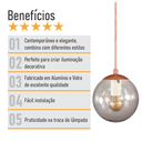 Ver imagem 3 de Pendente Bronze C/ Globo de Vidro Fume de 14cm + Led 2w