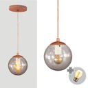 Ver imagem 5 de Pendente Bronze C/ Globo de Vidro Fume de 14cm + Led 2w