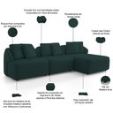 Ver imagem 3 de Sofá 4 Lugares com Chaise Direito Sala Living 288cm Arlo F04 Veludo Verde - Lyam Decor