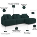 Ver imagem 4 de Sofá 4 Lugares com Chaise Direito Sala Living 294cm Arlo F04 Veludo Verde Tc-12015 - Lyam Decor