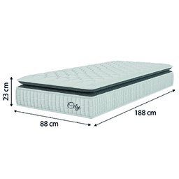 Cama Box Baú Colchão Solteiro Molas Ensacadas City Pillow Top 88x188x64cm Branco / Cinza Hellen - Su - 5