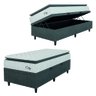 Cama Box Baú Colchão Solteiro Molas Ensacadas City Pillow Top 88x188x64cm Branco / Cinza Hellen - Su - 3