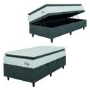 Ver imagem 3 de Cama Box Baú Colchão Solteiro Molas Ensacadas City Pillow Top 88x188x64cm Branco / Cinza Hellen - Su