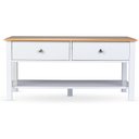 Ver imagem 2 de Mesa Centro 2 Gavetas 100cm Tampo de Madeira Maciça Louise Branco/Mel