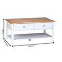 Ver imagem 3 de Mesa Centro 2 Gavetas 100cm Tampo de Madeira Maciça Louise Branco/Mel