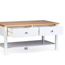 Ver imagem 4 de Mesa Centro 2 Gavetas 100cm Tampo de Madeira Maciça Louise Branco/Mel