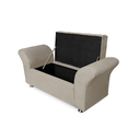 Ver imagem 4 de Conjunto Cabeceira Geovana e Recamier Veneza Baú Casal 140 Cm Suede Bege - Incasa Decor