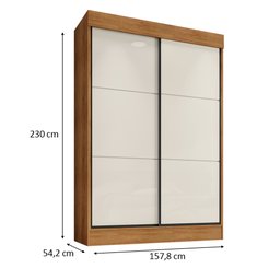 Guarda Roupa Solteiro 2 Portas Deslizante 4 Gavetas Chicago Cedro Areia - Saga Decor - 4