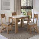 Ver imagem 2 de Mesa Atlanta com 4 Cadeiras Freijo/Off White Assento Linho - Indekes