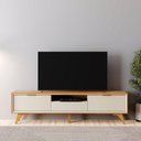 Ver mais imagens de Rack Viena (Áustria) 220 cm 3 Gavetas Off White/Naturalle Mavaular