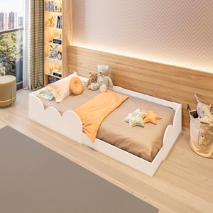 Cama Infantil Montessoriana Solteiro Cloud:branco