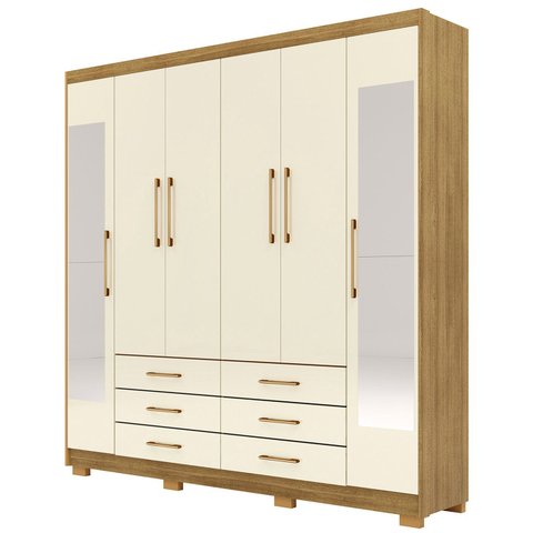 Guarda Roupa Casal 223cm com Espelho Canadá Nature/champanhe - Vila Rica