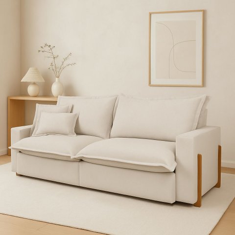 Sofá Retrátil Reclinável Davi Original com Molas Ensacadas Tecido Linho Cru 2,00m