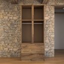 Ver imagem 6 de Guarda-roupa Solteiro Rústico 4 Portas 3 Gavetas Madeira Maciça com Espelho Castanho - Panorama Móve