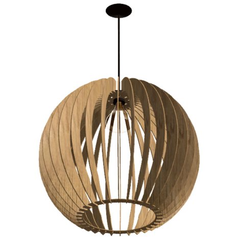 Luminária Teto tipo Pendente CUPULA MDF Completa -:MDF CRU