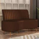 Ver imagem 2 de Sofá 2 Lugares para Sala Living 135cm Pés Palito Tamar K04 Sintético Marrom - Mpozenato